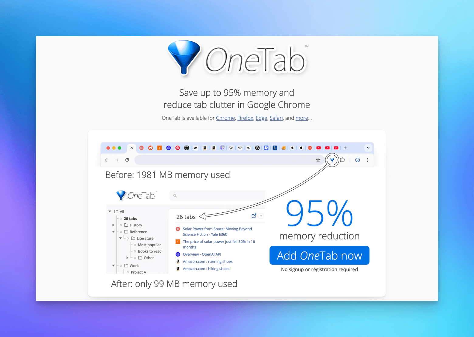 OneTab extension