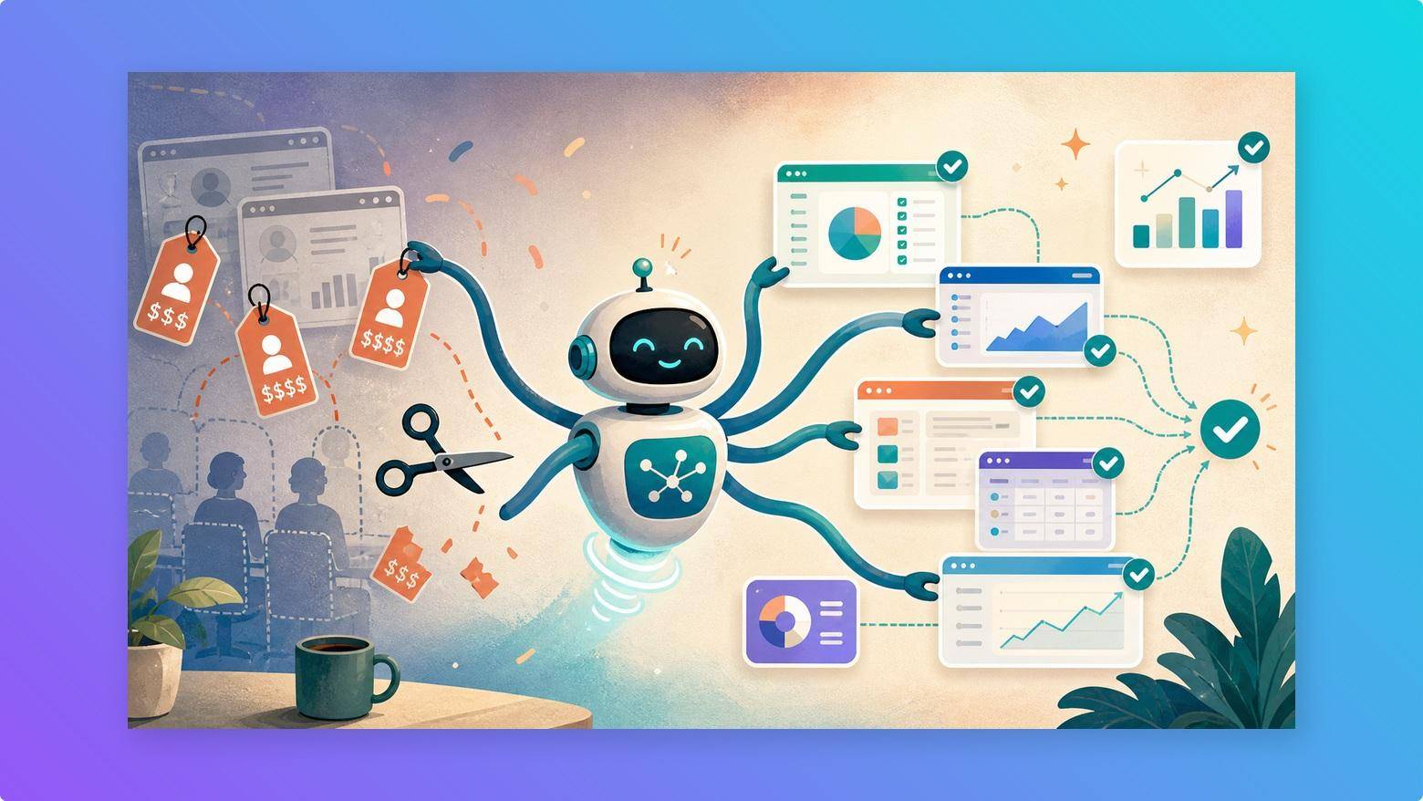 AI agents and SaaS pricing illustration