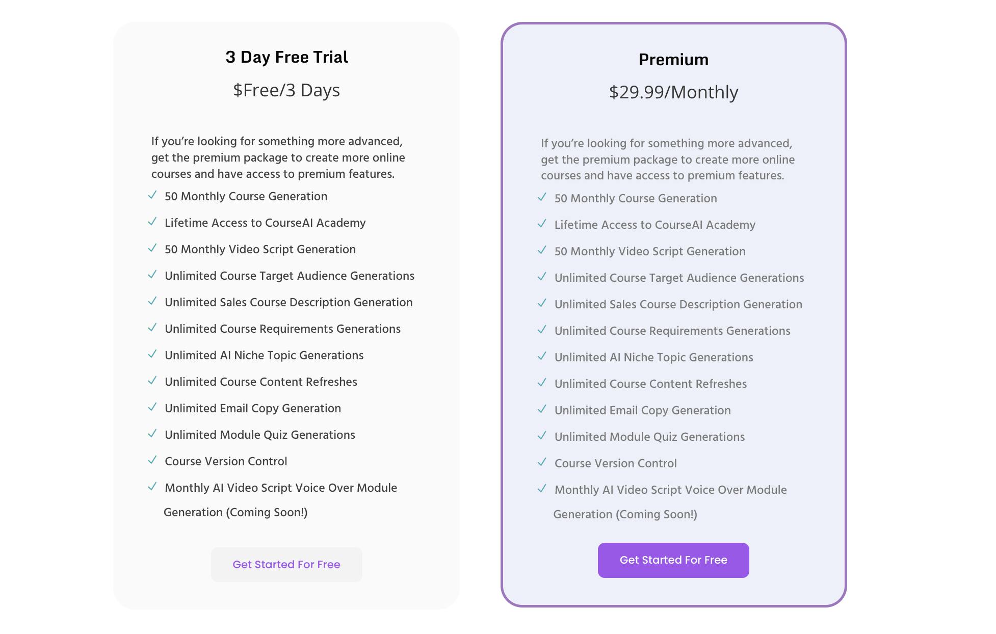 CourseAI pricing