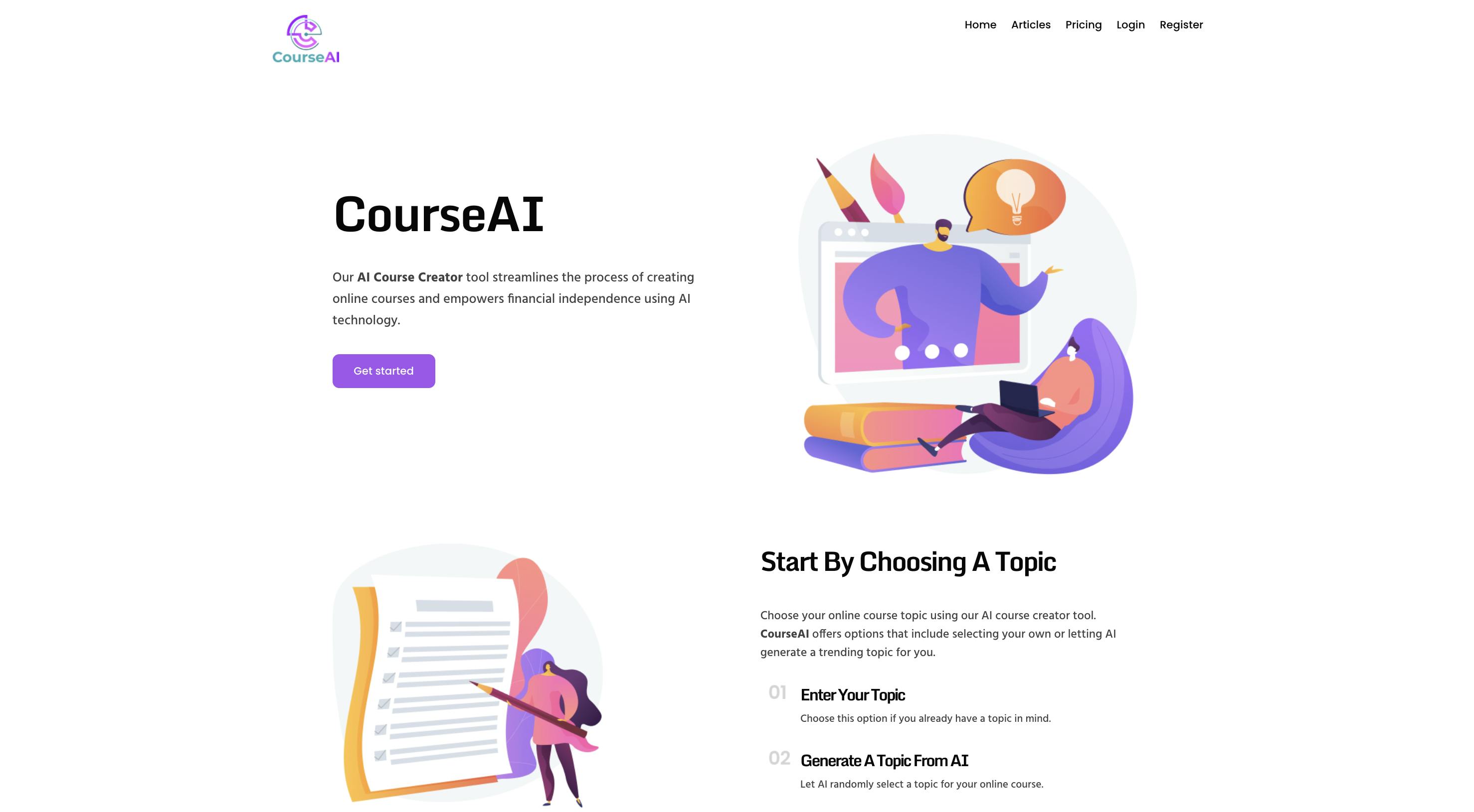 CourseAI homepage