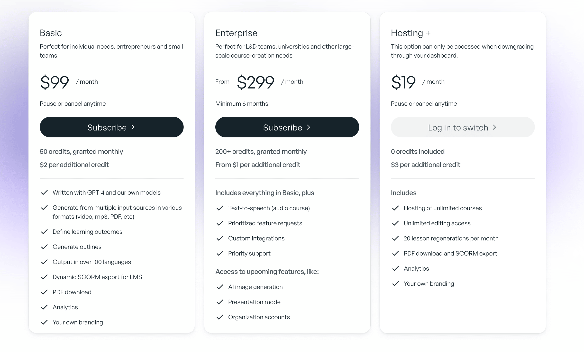 Courseau pricing