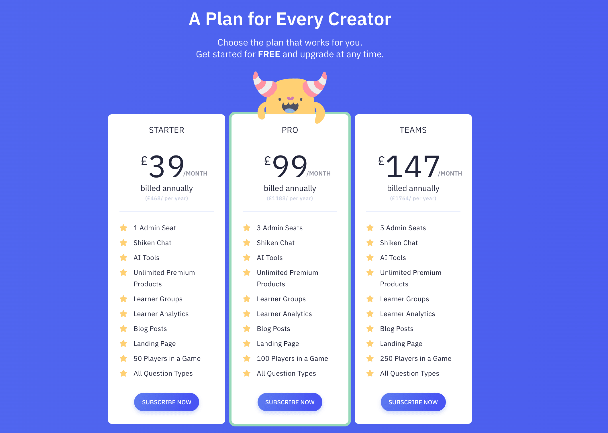 Shiken AI creator pricing