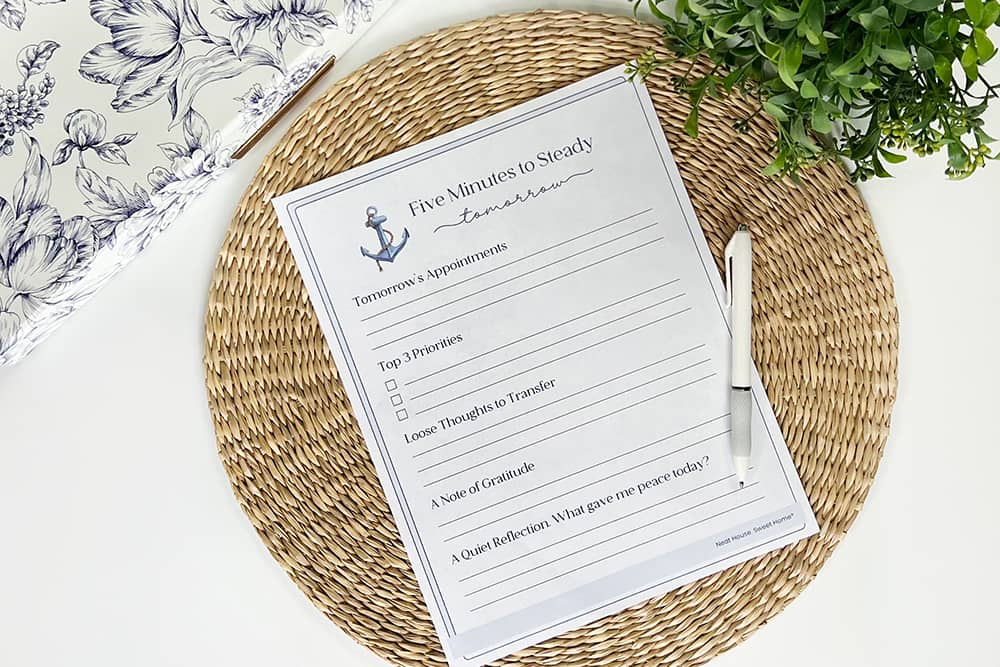 Five Minutes to Steady Tomorrow Printable