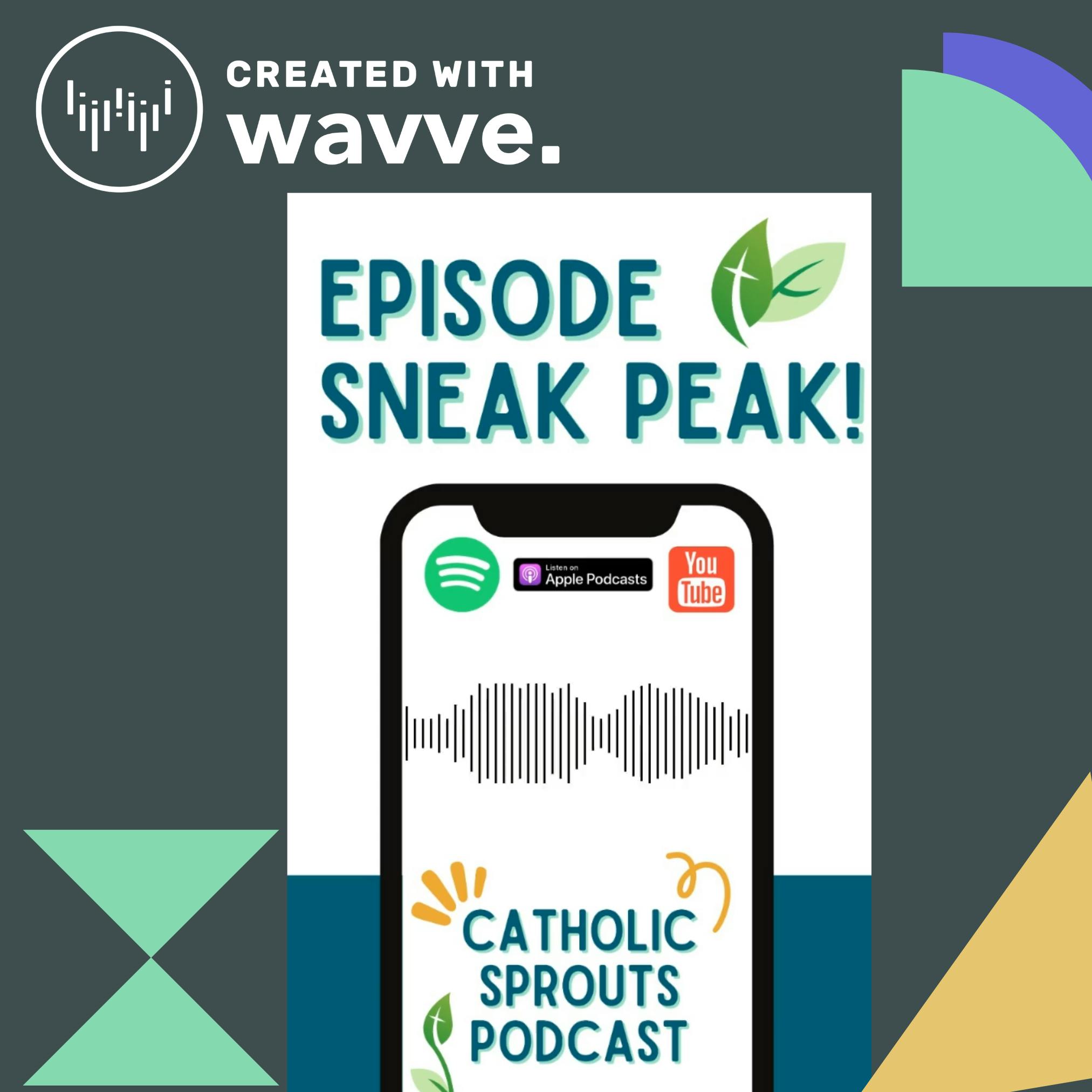 Image of an iPhone with Catholic Sprouts Podcast on it