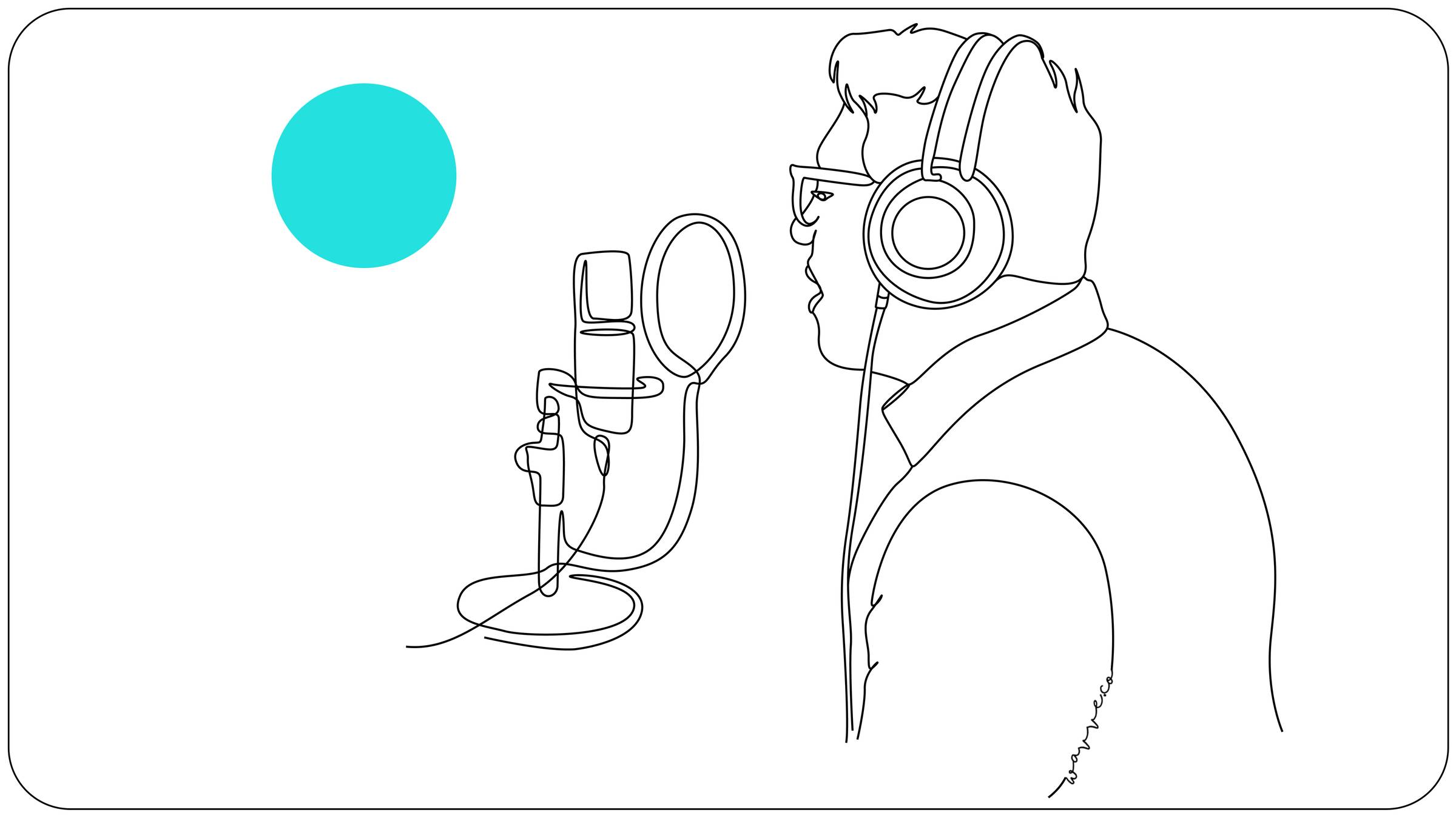 Line art of podcaster