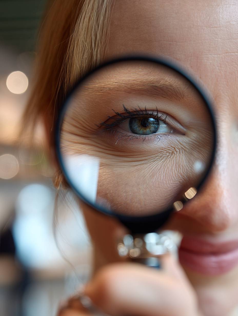 Diane Whiddon with a magnifying glass