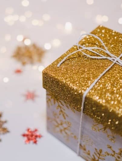 square brown and white gift box
