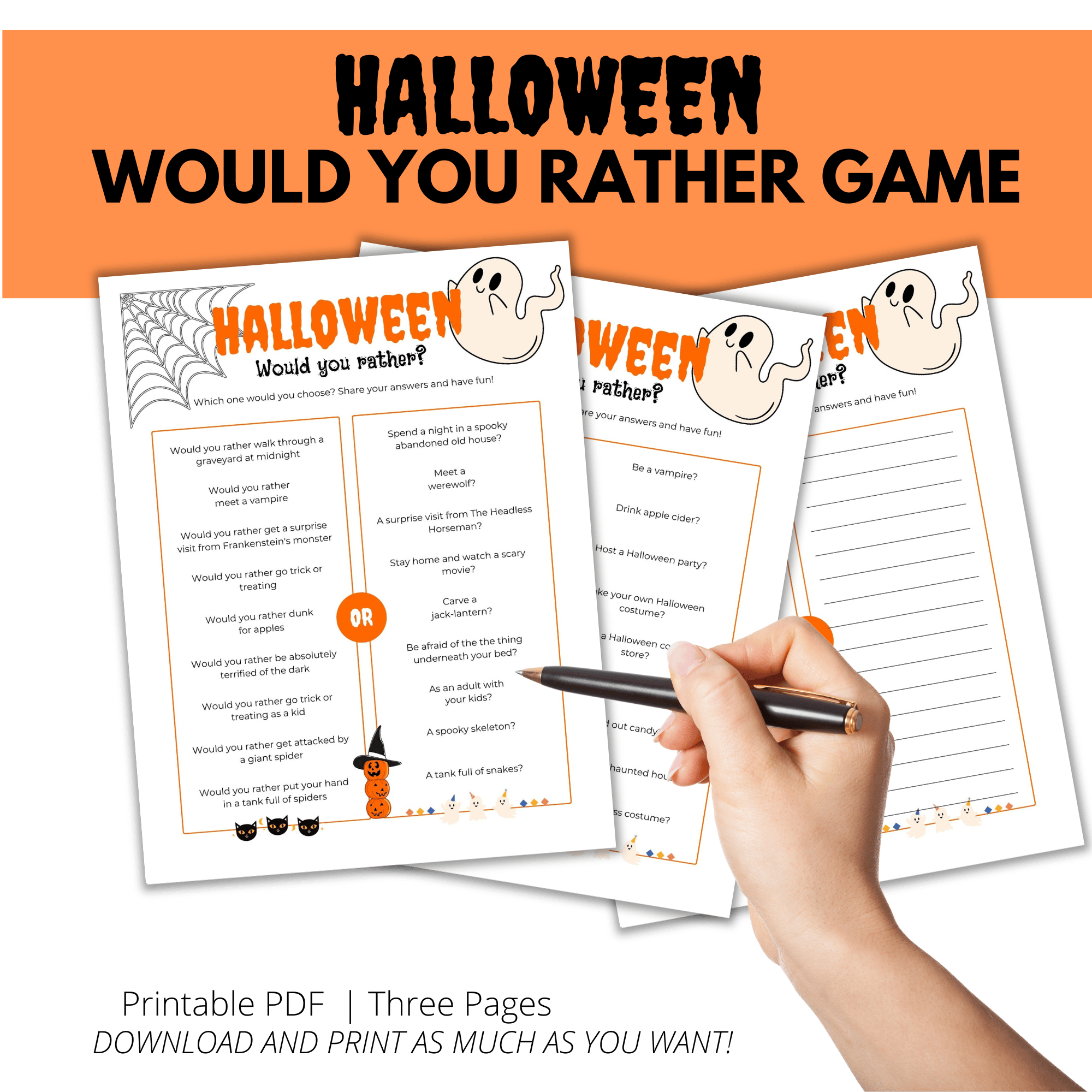 Halloween Would You Rather Game Printable