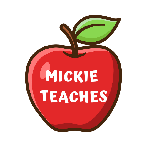 red apple logo with Mickie Teaches on the front
