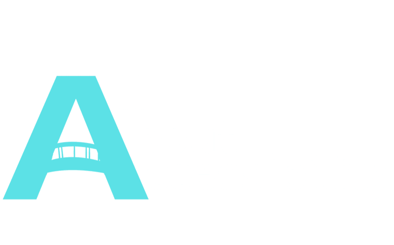 All About Accessibility logo. A black background with a large A in teal that spells the words All About Accessibility in white. Connecting the two lines of the A is a bridge icon that is built into the shape of the letter.⁠