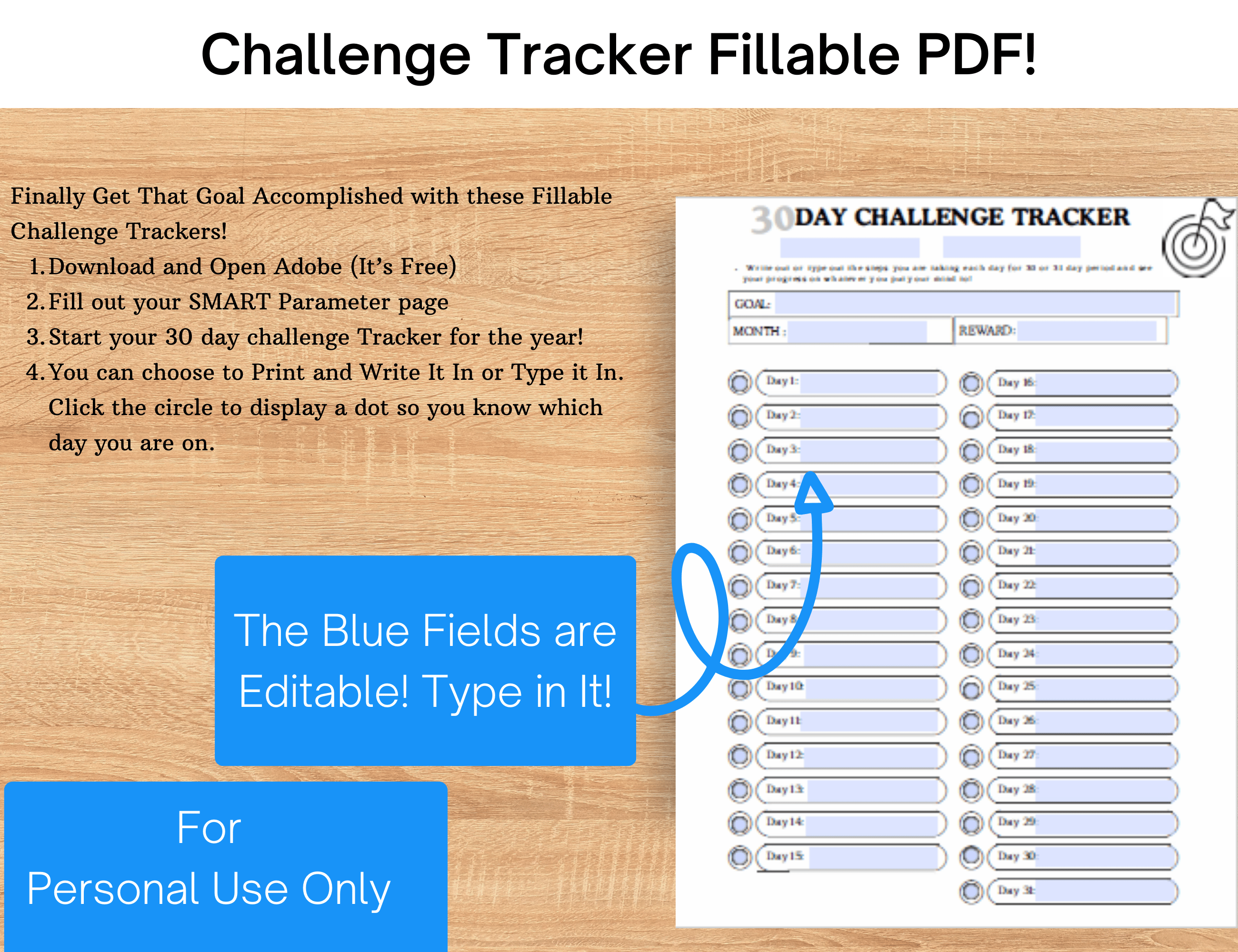 Challenge Tracker Fillable PDF!