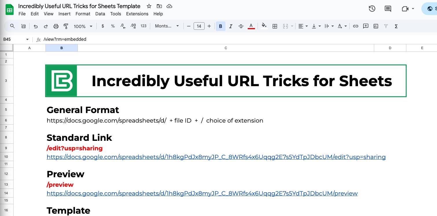 URL tricks for Google Sheets