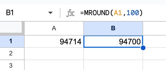 MROUND function in Google Sheets