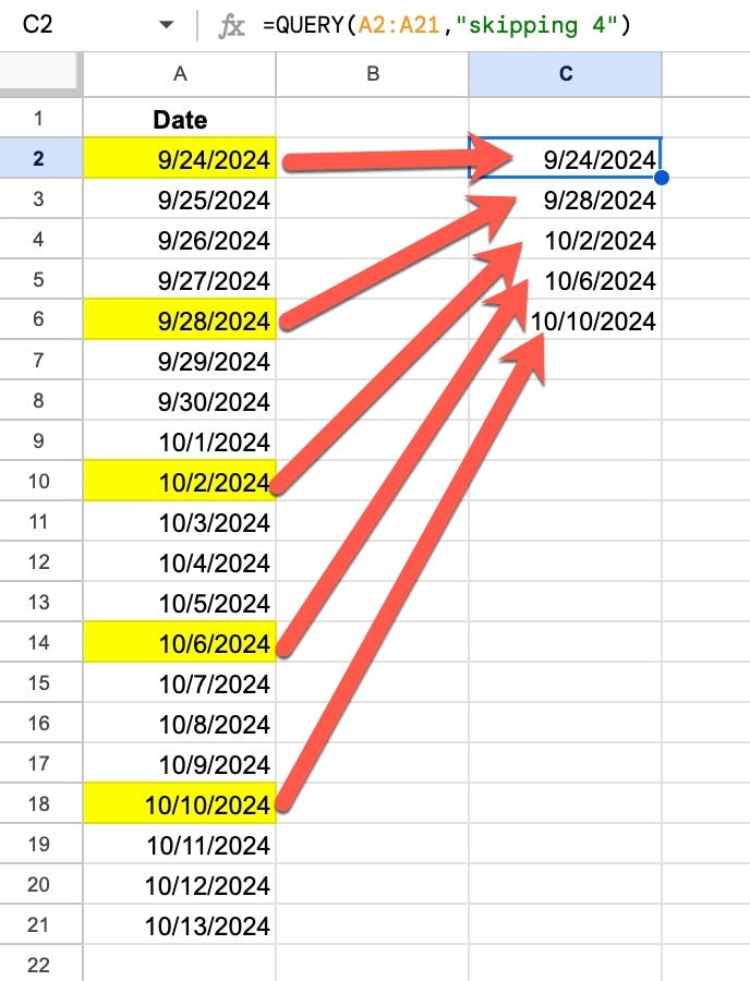 Using the QUERY function to sample data