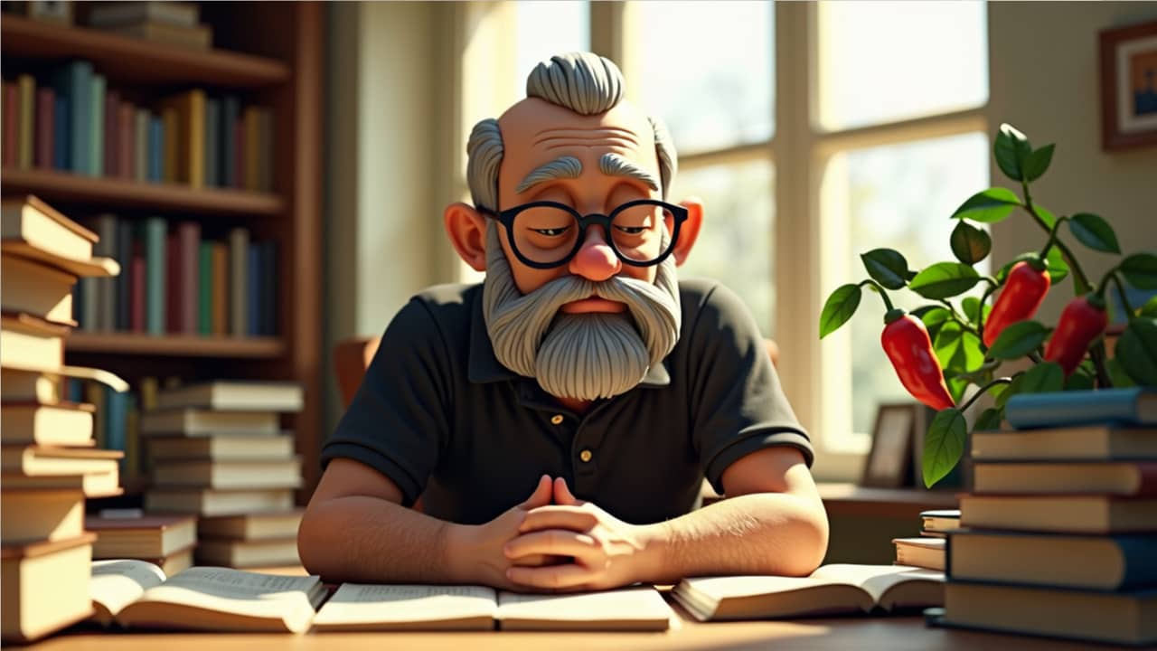 G looks despondent because he has to build a coursework bibliography from scratch