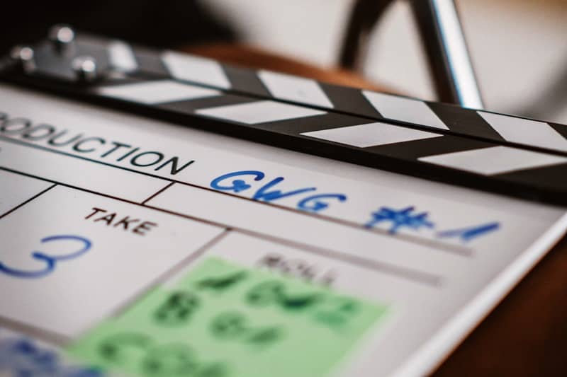 Closeup shot of a filmslate on "Take 3".