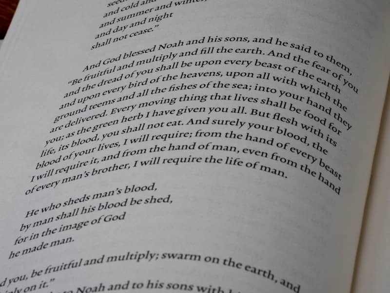 Close-up of text from a book with a slight angle.