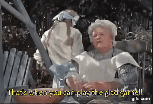 GIF of Hayley Mills from Disney's Pollyanna saying, "That's when you can play the glad game!"