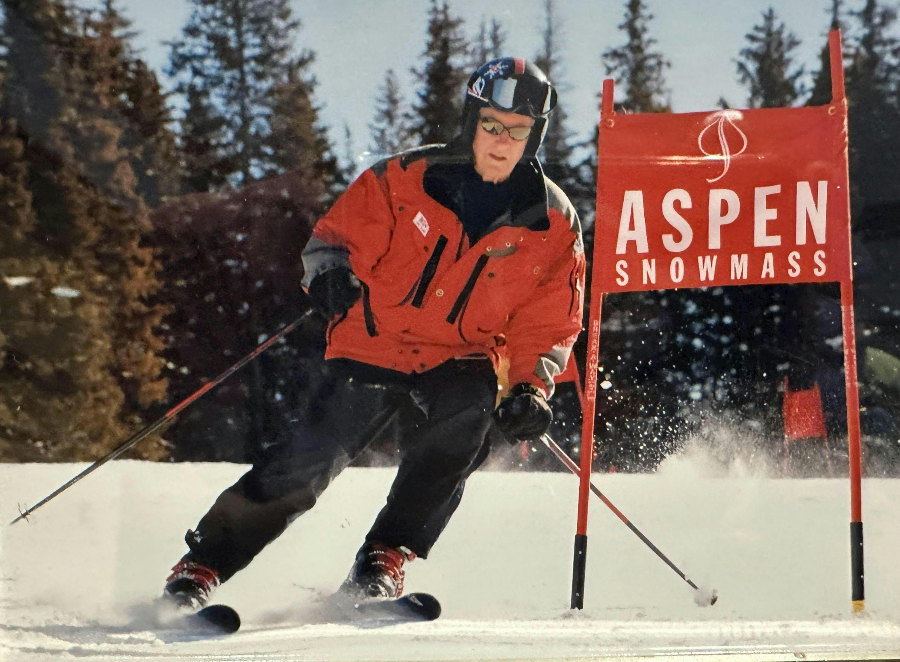 a photo of Bud skiing in his 90s