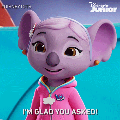 An animated character saying, "I'm glad you asked!"