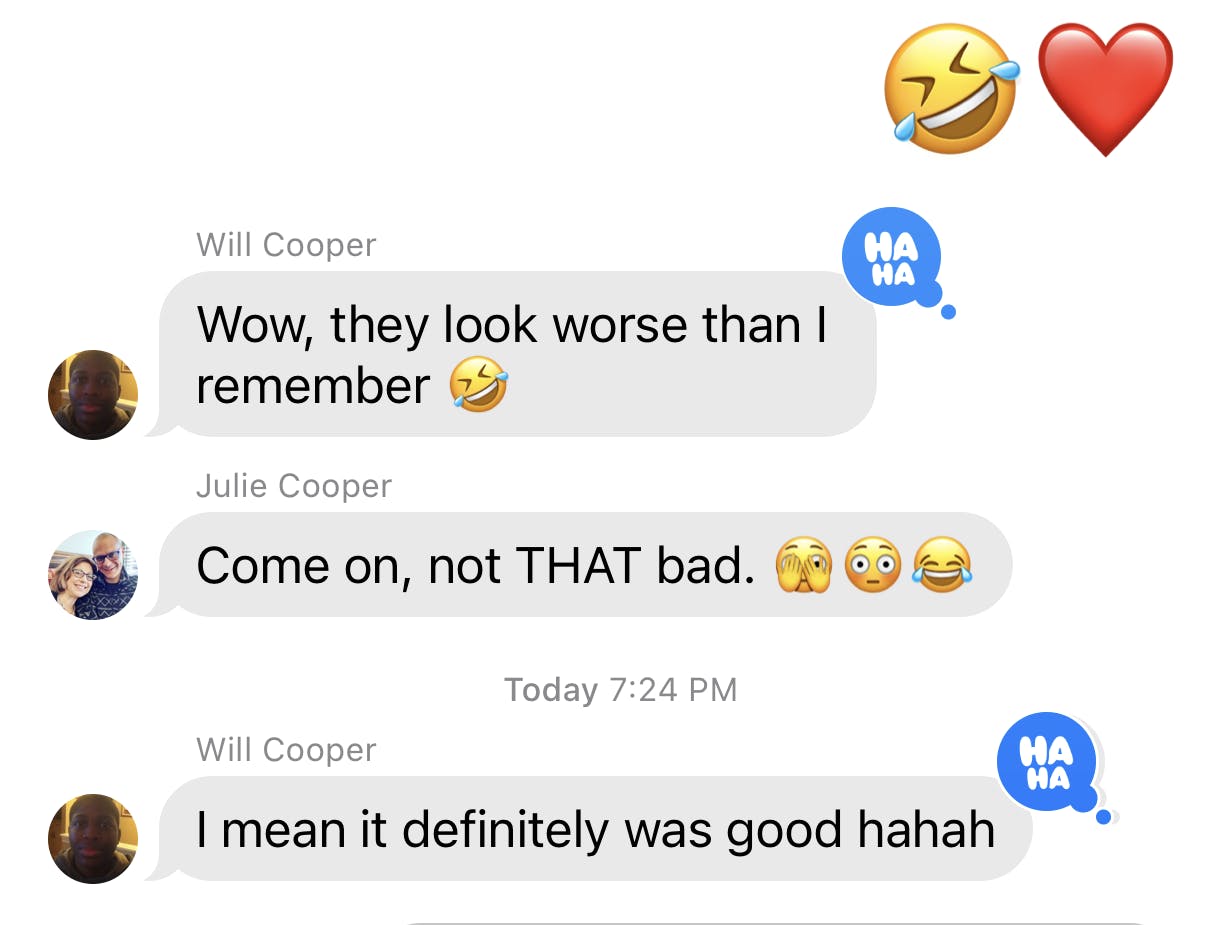 a screenshot of a text message exchange