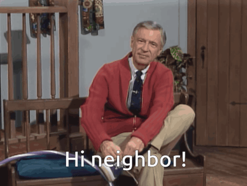 GIF of Mr. Rogers saying "Hi neighbor!"