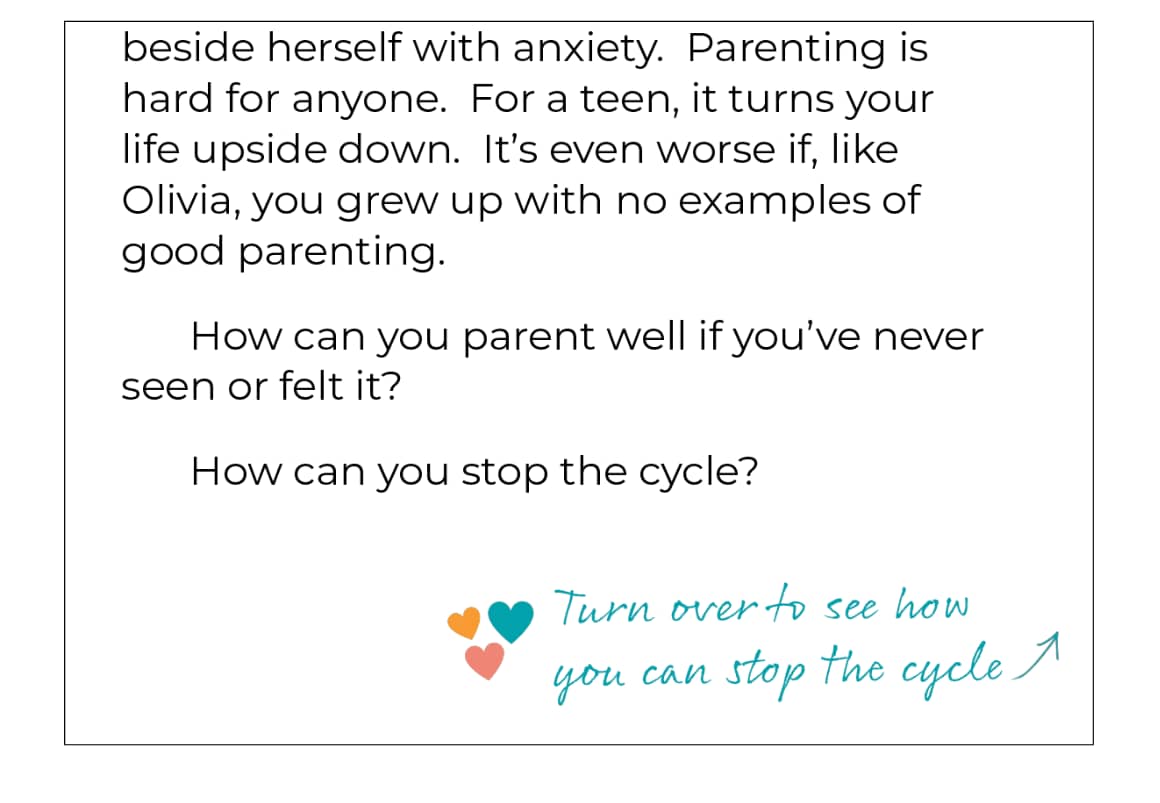 A page trail marker at the bottom of page 1 of an appeal letter: "Turn over to see how you can stop the cycle"