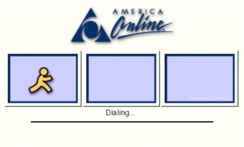 gif showing the old AOL dial-up screen