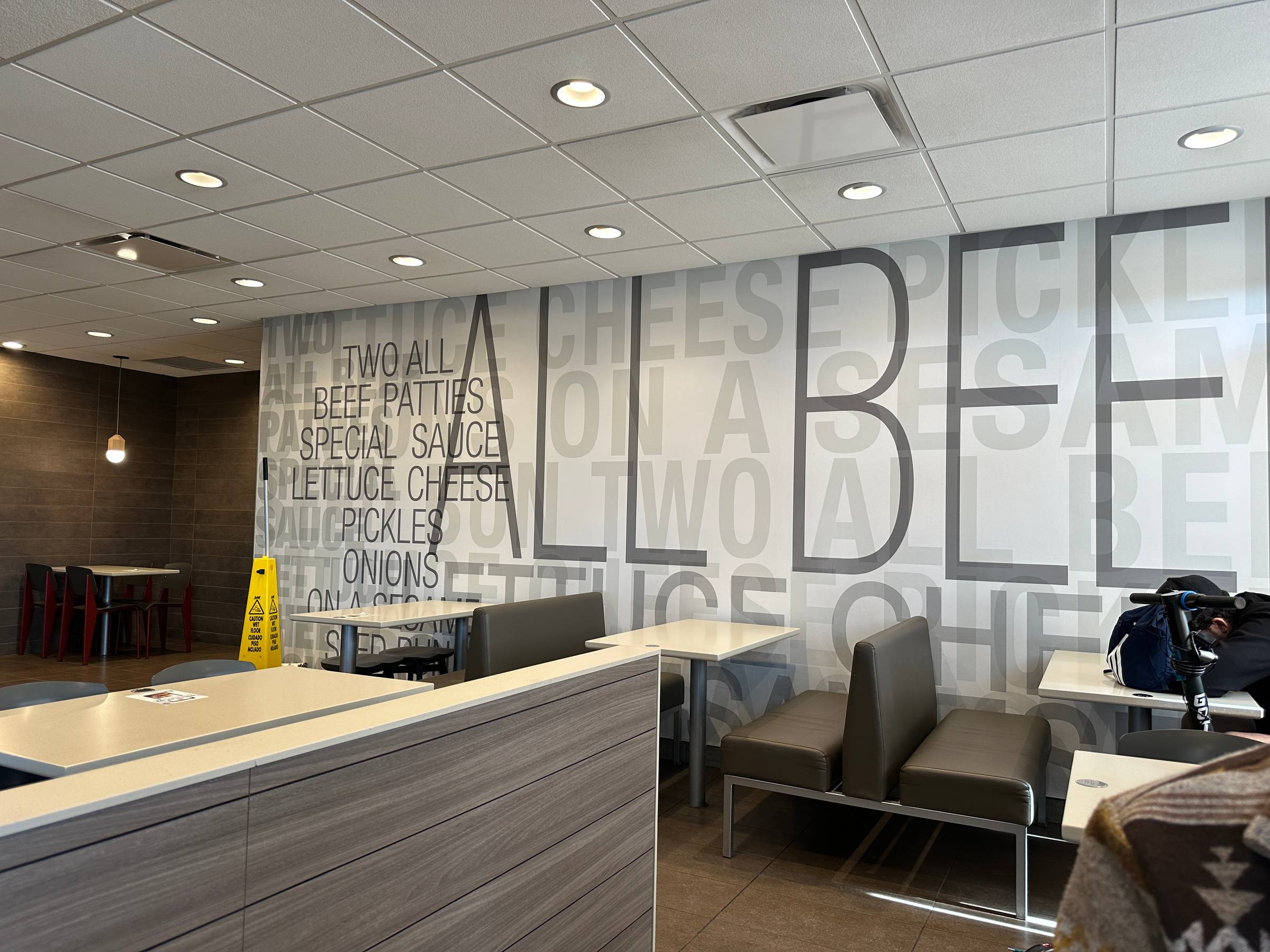 McDonald's restaurant wall "TWO ALL BEEF PATTIES, SPECIAL SAUCE..."