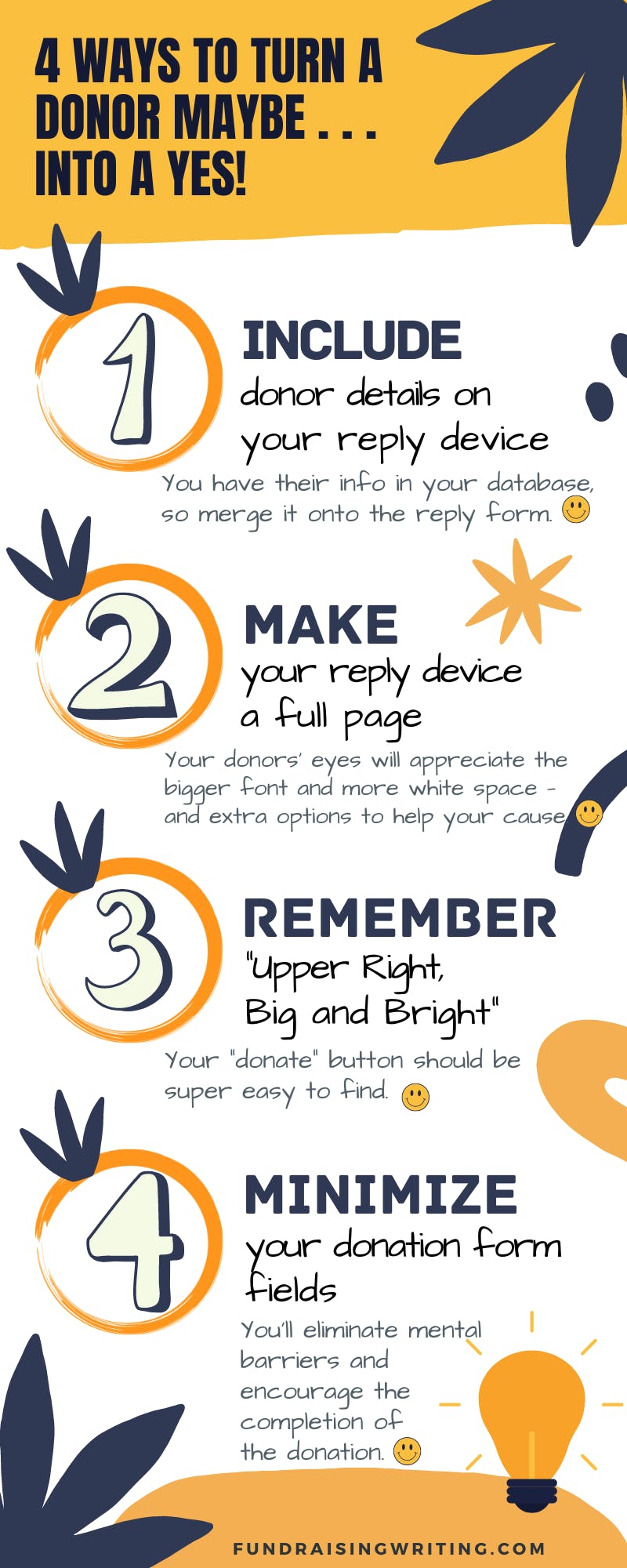 infographic showing 4 ways to turn a donor maybe into a yes