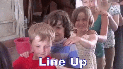 GIF of young children lining up