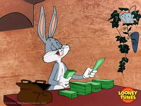 Bugs Bunny counting money (gif)
