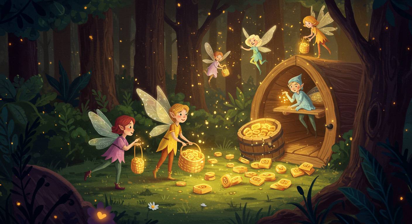 image of creatures collecting gold in a forest