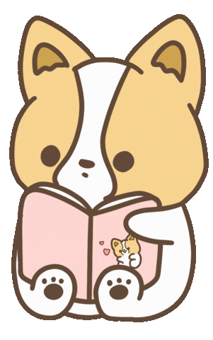 sticker gif of a kitty reading a book