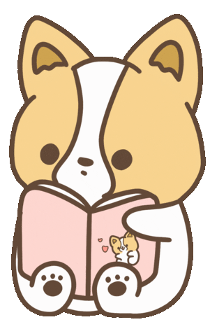 sticker gif of a kitty reading a book