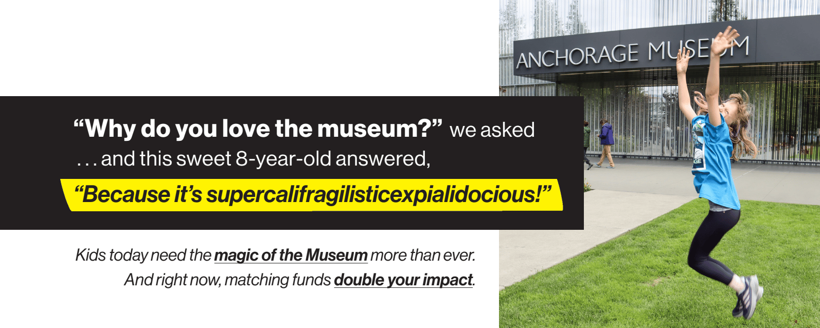 screenshot: "“Why do you love the museum?” we asked  . . . and this sweet 8-year-old answered, “Because it’s supercalifragilisticexpialidocious!” ✨  