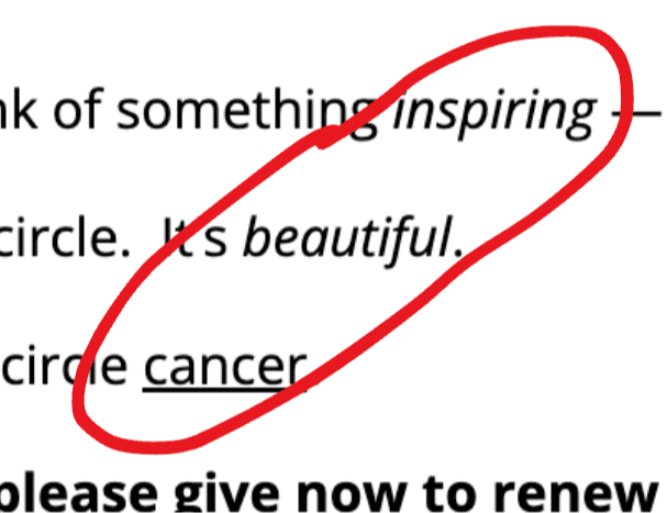 screenshot zooming in on the ends of the first three sentences from the screenshot above