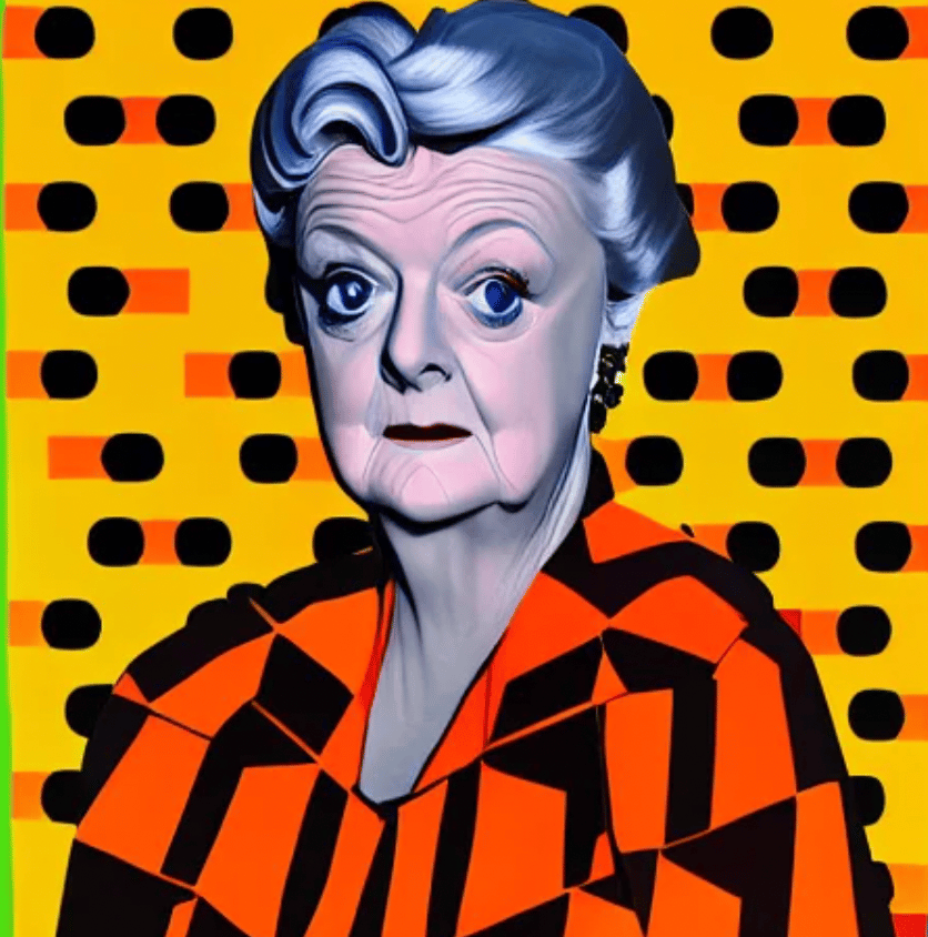 stylized painting of Angela Lansbury