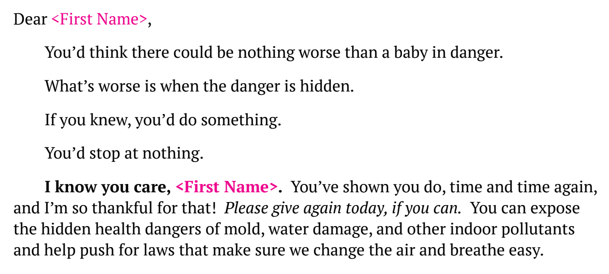 A screenshot of a formatted letter. The salutation reads ‘Dear 