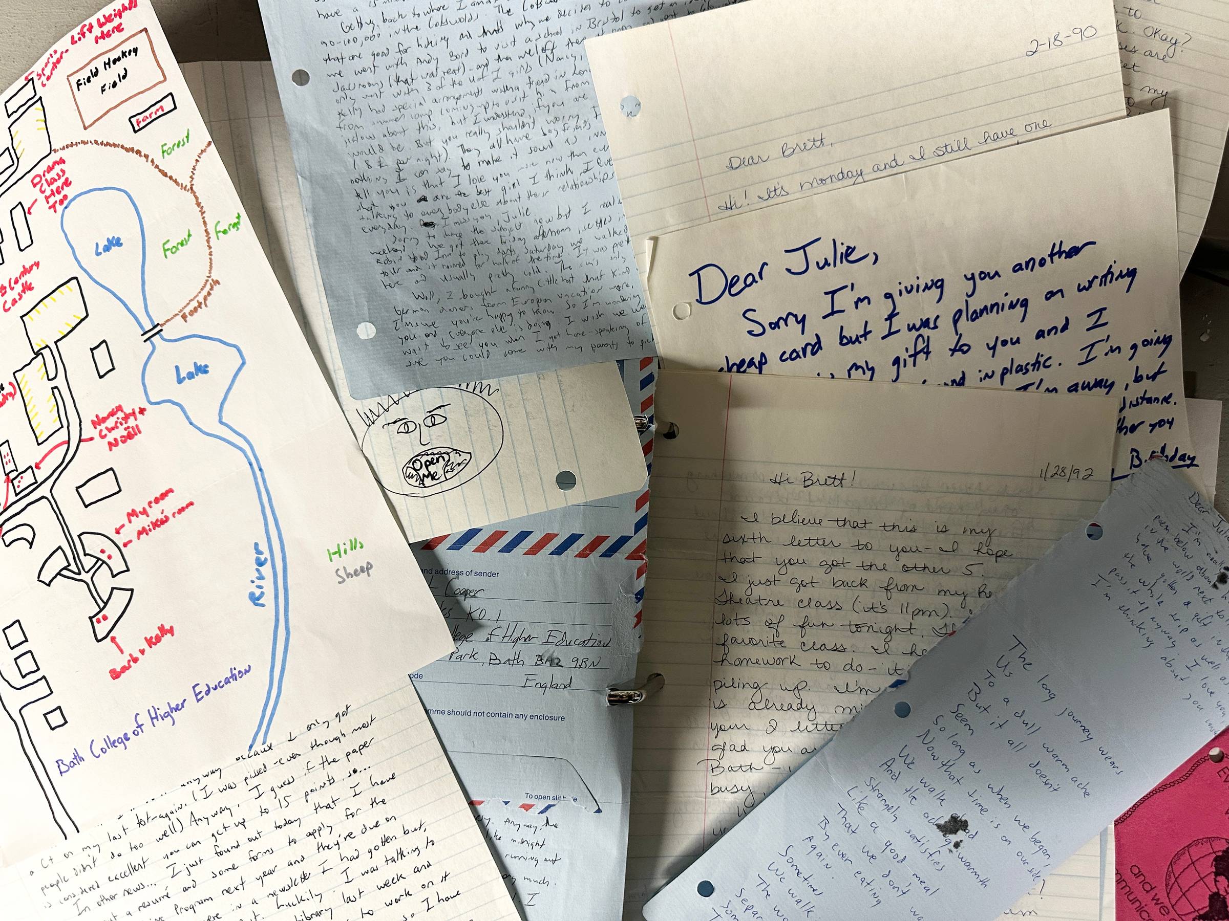 a pile of handwritten letters from the late 80s/early 90s