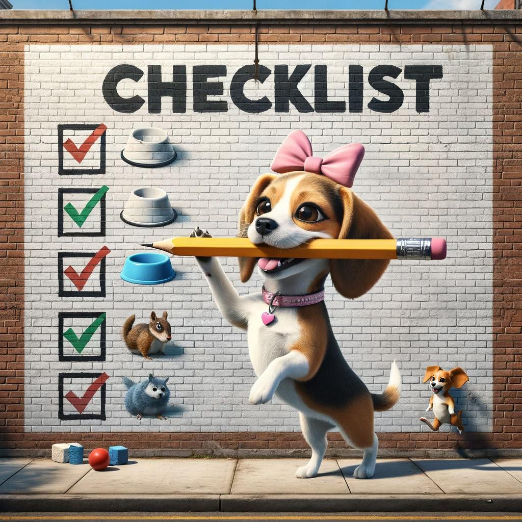 AI-generated image of a dog working a checklist