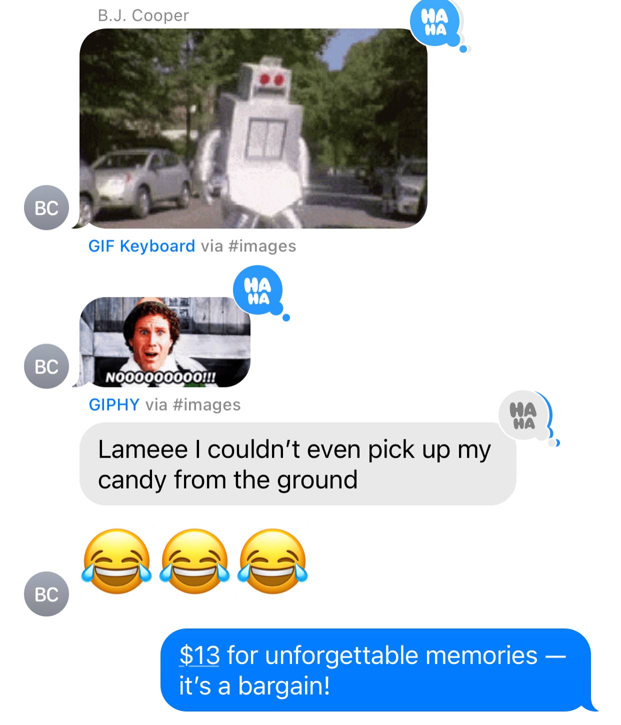 a screenshot of a text message exchange