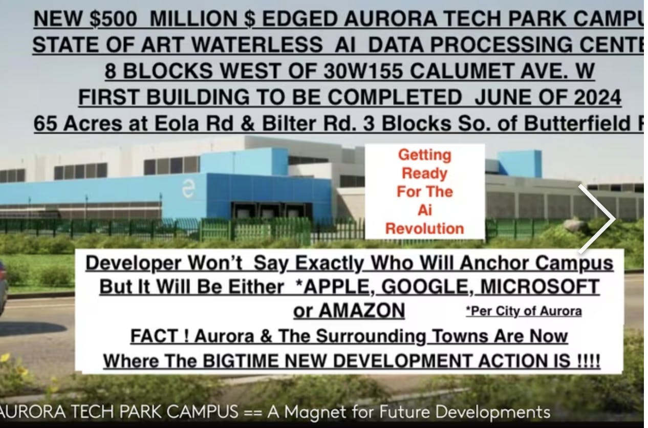 screenshot showing a promo slide hyping the fact that the property for sale is near a new tech park campus