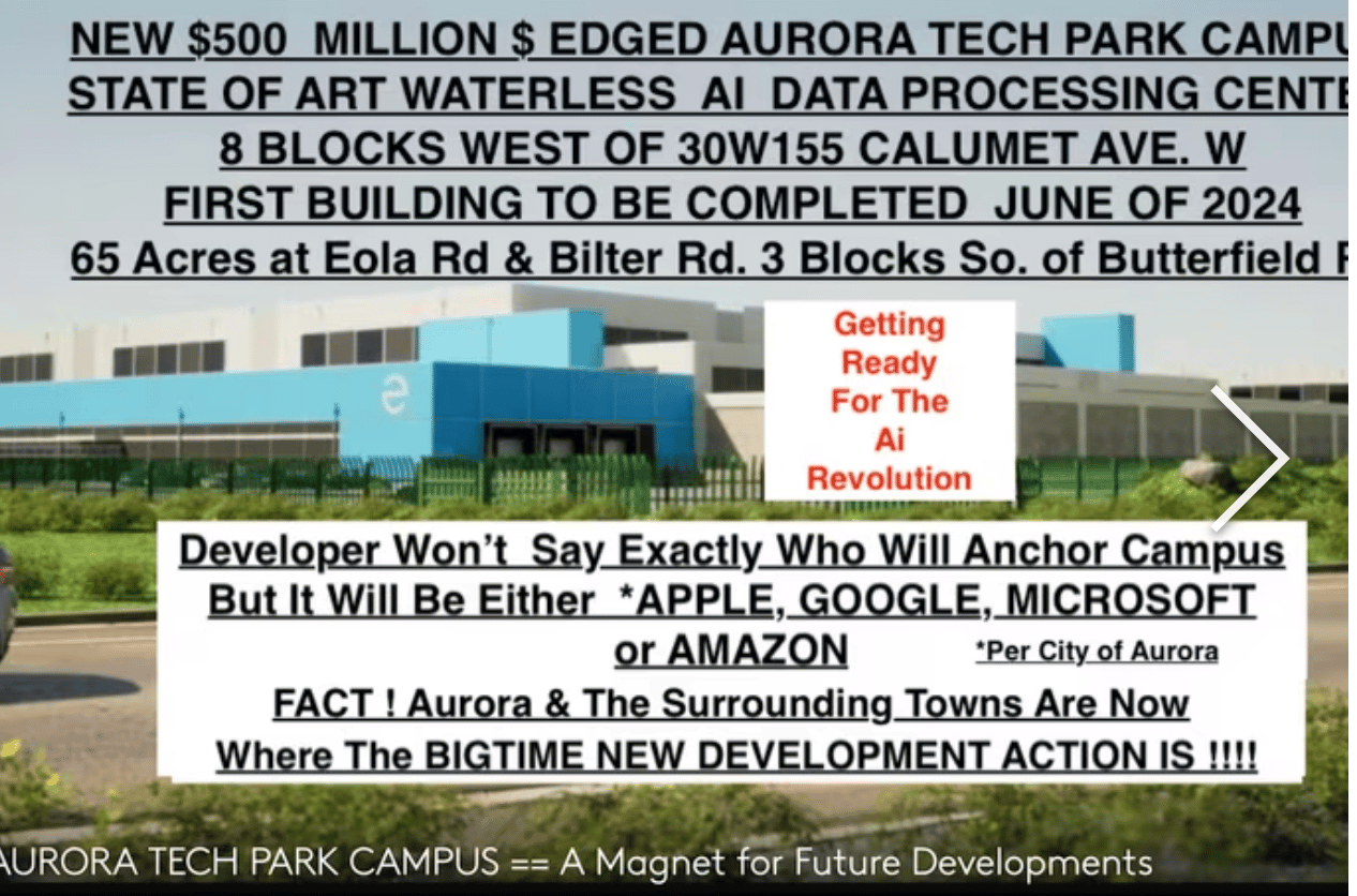 screenshot showing a promo slide hyping the fact that the property for sale is near a new tech park campus