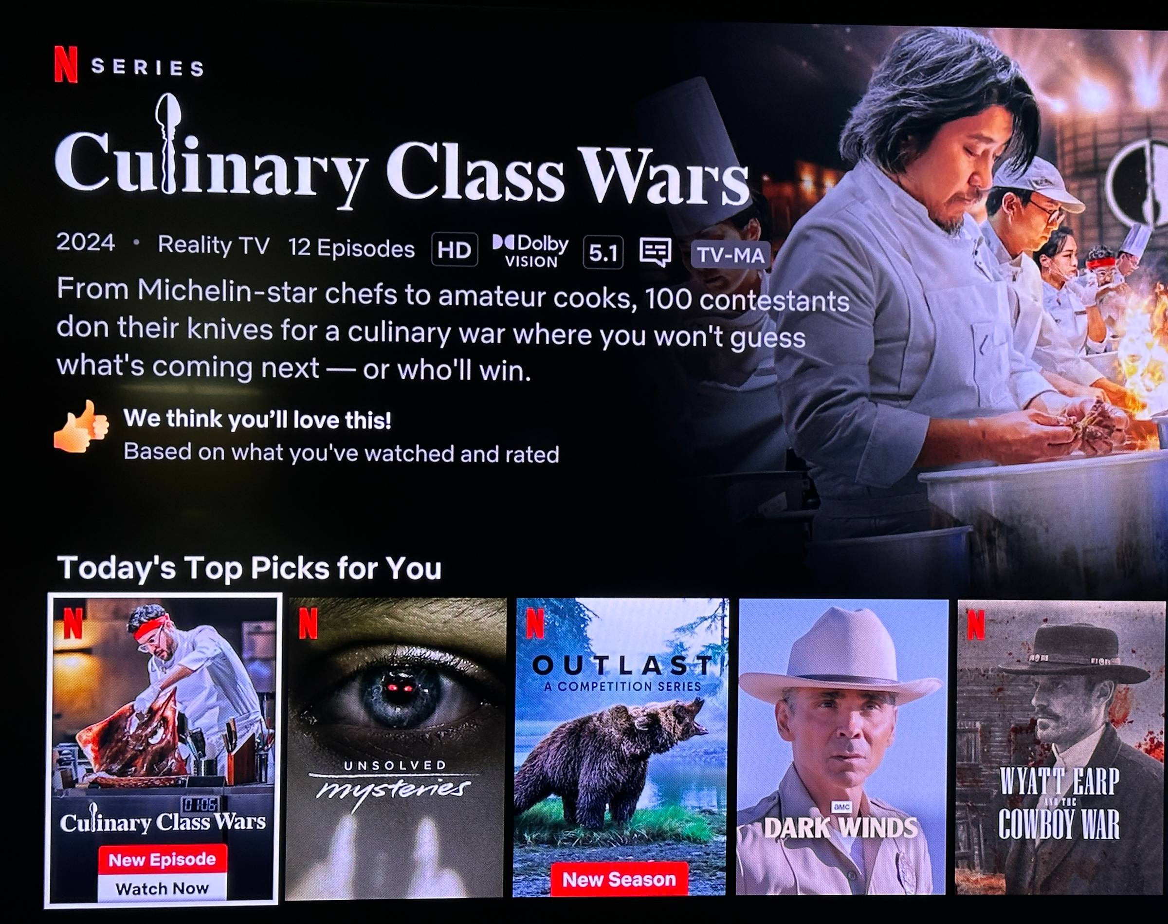 screenshot of Julie's Netflix homescreen