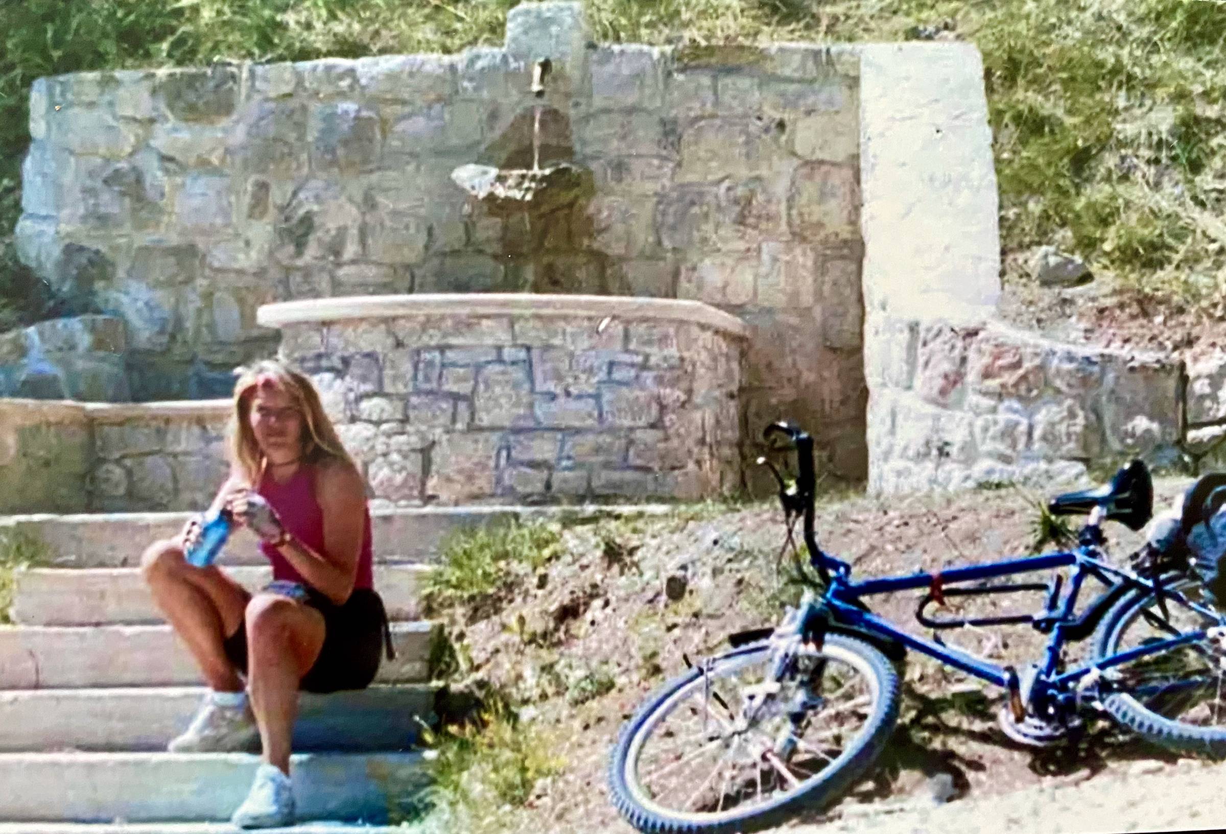 Carla bicycling in the South of France (1993) on the Specialized Rock Hopper. 