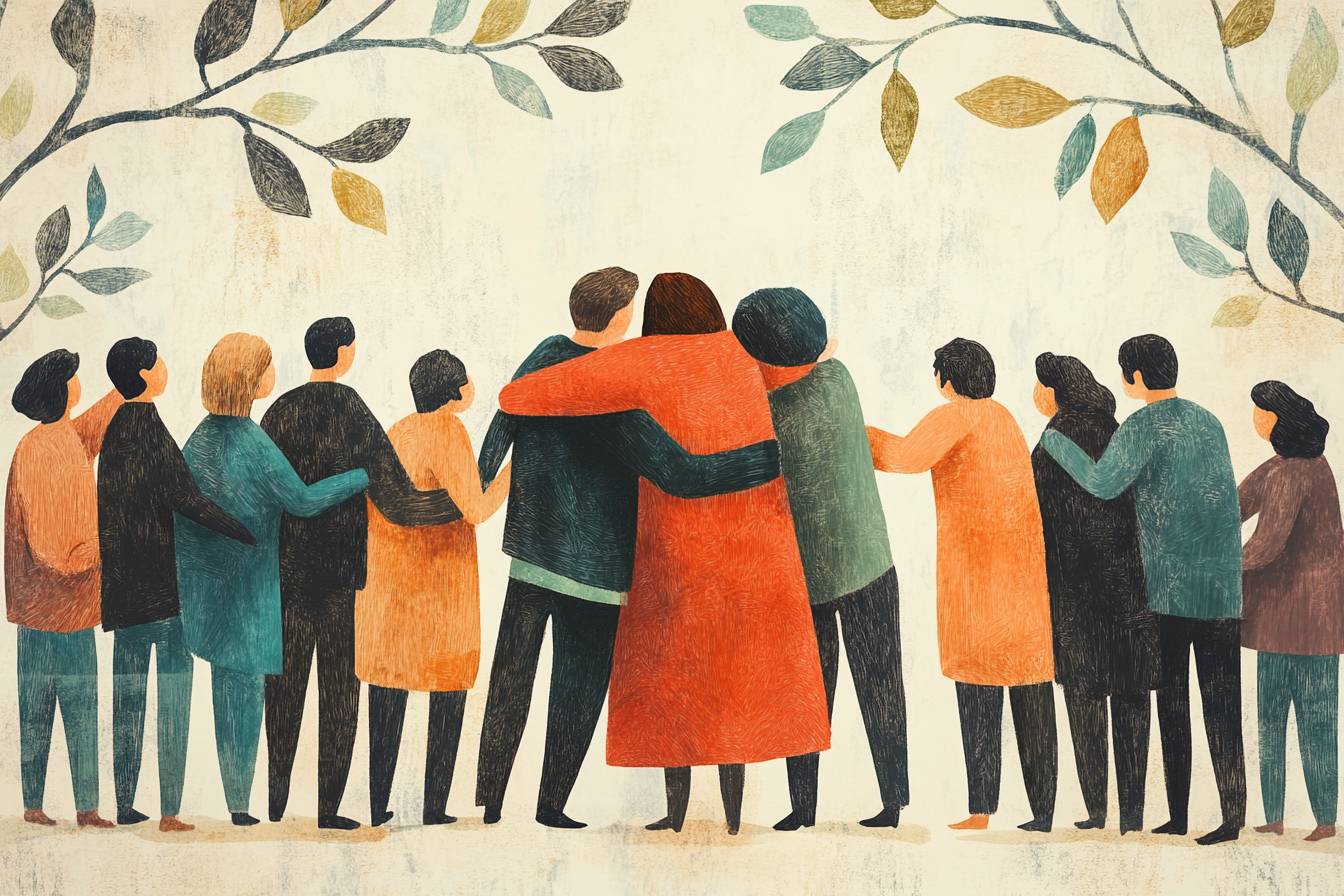 People hugging during the holidays