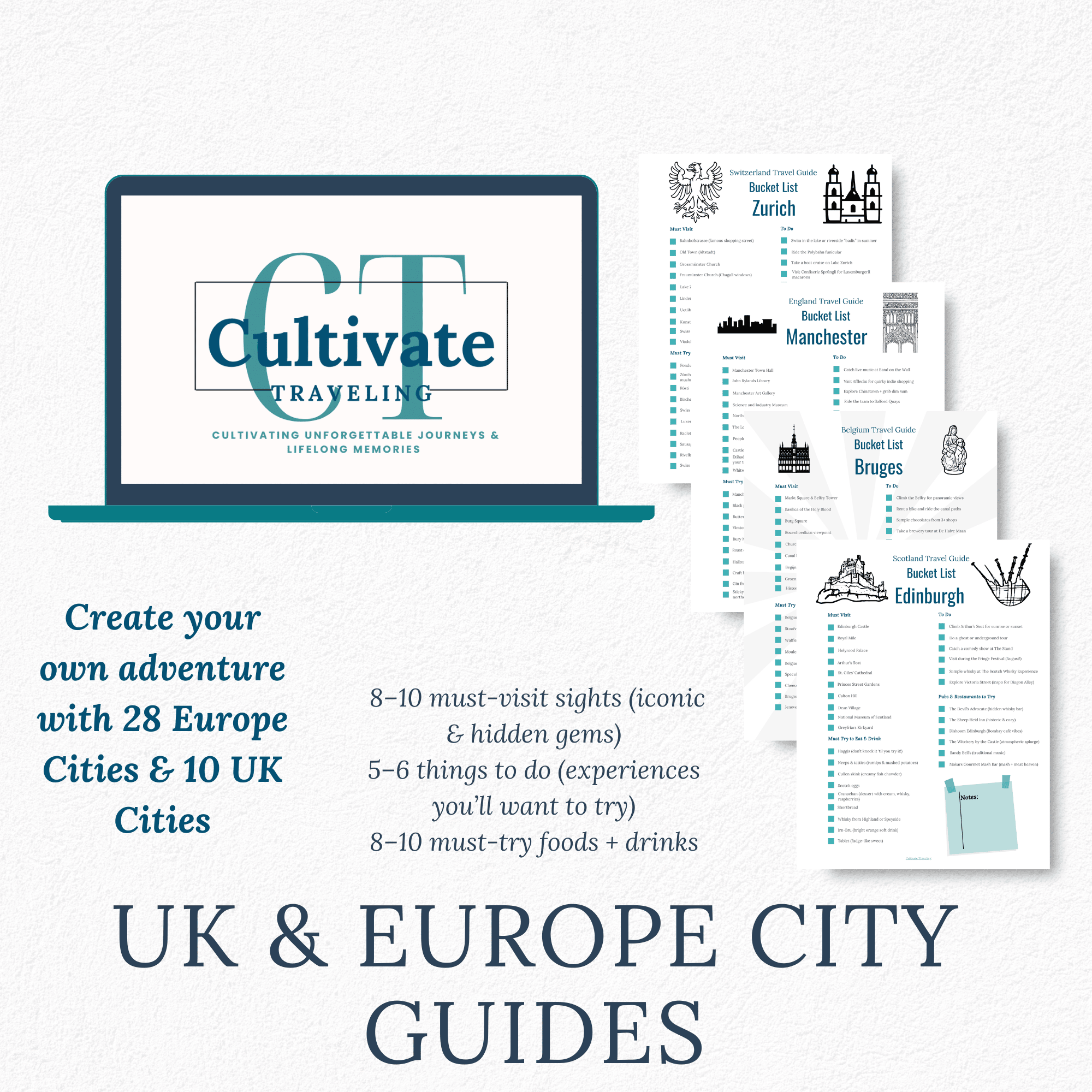 UK & Europe City Guide Sheets Bundle