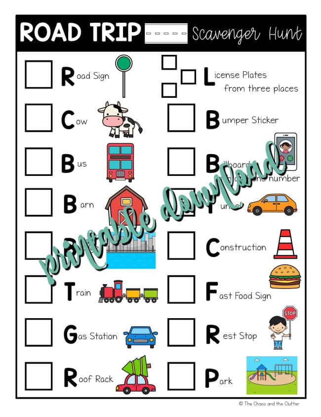 Printable Road Trip Scavenger Hunt