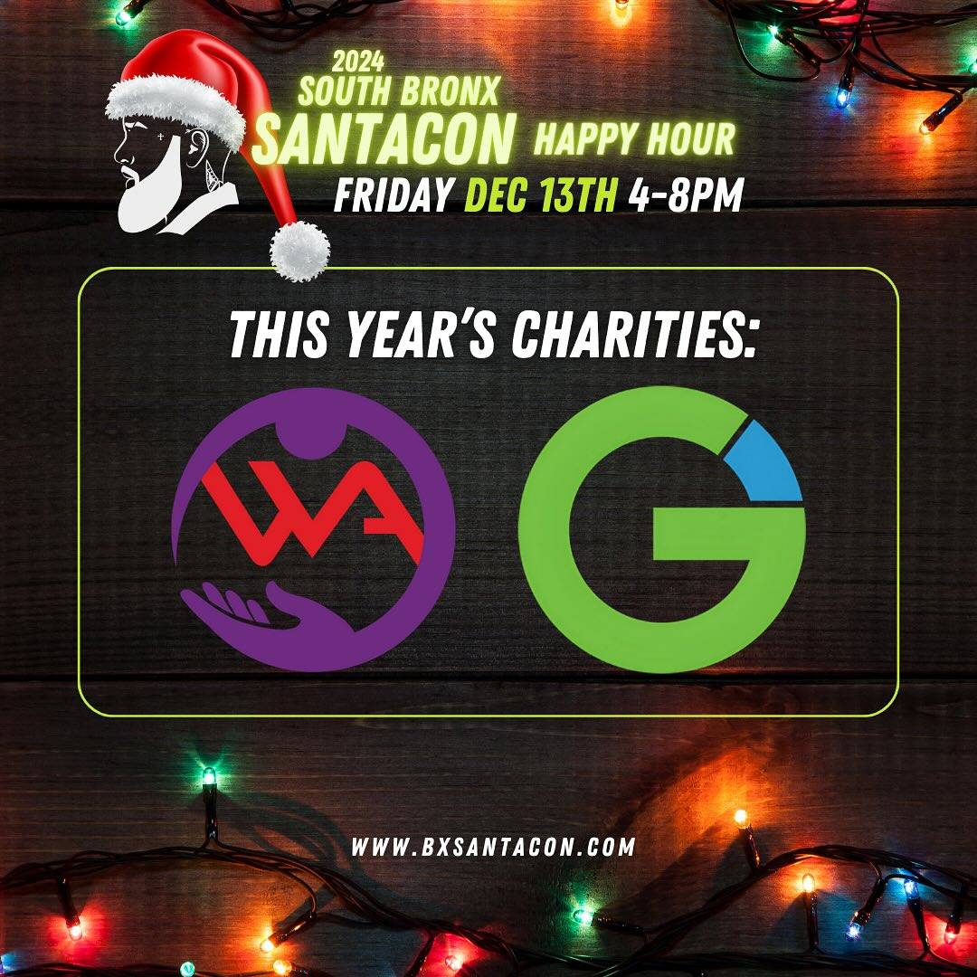 South Bronx SantaCon is an annual charitable event that aims to give back to the local community. Each year, we partner with reputable non-profit organizations to help bring joy and support to children in need. 🎅🏽🧸

This year, @bxsantacon has teamed up with two esteemed charitable groups - The Willie and Aikisha Colon Foundation and The Oyate Group…

🫶🏽 WILLIE & AIKISHA COLON FOUNDATION @wacolonfoundation
Through their four core program initiatives, Economic Development, Education Preparation, Health + Wellness, & Youth Sports, the Willie and Aikisha Colon Foundation works to foster local growth and prosperity. 
These programs underscore their dedication to the well-being of individuals and their collective community. 

🫶🏽 OYATE GROUP @oyategroup 
Oyate Group is a nonprofit organization with the mission to alleviate poverty by a three-prong strategy: first to educate and inform, second to provide resources and services and lastly to create sustainable and holistic structures to empower underdeveloped communities.